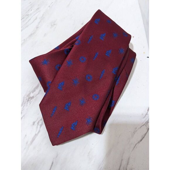 Senator Vintage Men's Red & Blue Science Pattern Polyester Tie - Picture 1 of 6